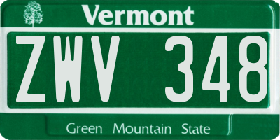 VT license plate ZWV348