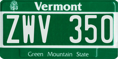 VT license plate ZWV350