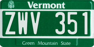 VT license plate ZWV351