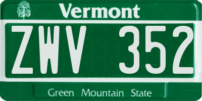 VT license plate ZWV352