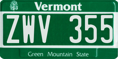 VT license plate ZWV355