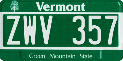VT license plate ZWV357