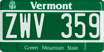 VT license plate ZWV359