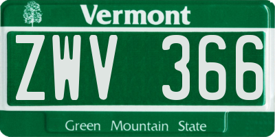 VT license plate ZWV366