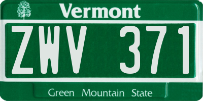 VT license plate ZWV371