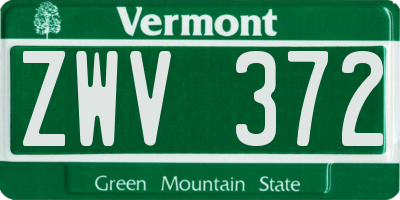 VT license plate ZWV372