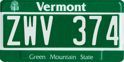 VT license plate ZWV374