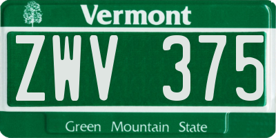 VT license plate ZWV375