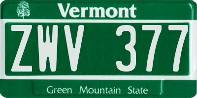 VT license plate ZWV377
