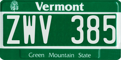 VT license plate ZWV385