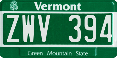 VT license plate ZWV394