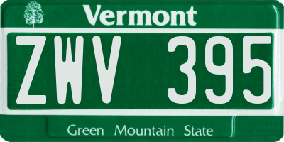 VT license plate ZWV395