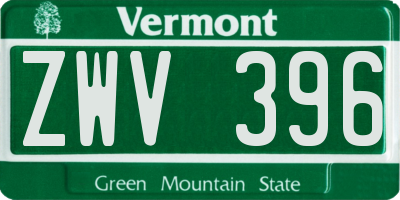 VT license plate ZWV396