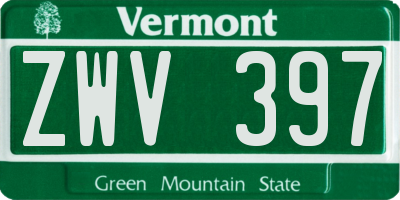VT license plate ZWV397
