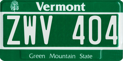 VT license plate ZWV404
