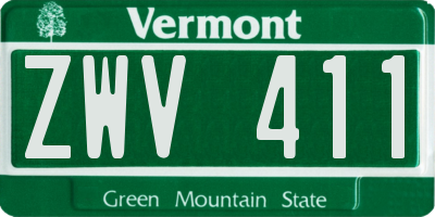 VT license plate ZWV411