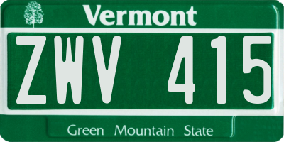 VT license plate ZWV415