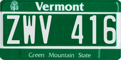 VT license plate ZWV416