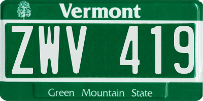 VT license plate ZWV419