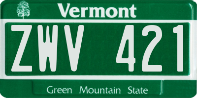 VT license plate ZWV421