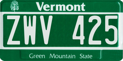 VT license plate ZWV425