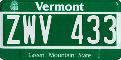 VT license plate ZWV433