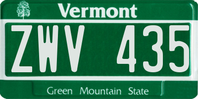 VT license plate ZWV435