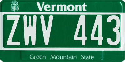 VT license plate ZWV443
