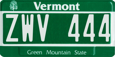 VT license plate ZWV444