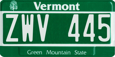 VT license plate ZWV445