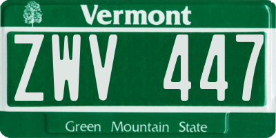 VT license plate ZWV447