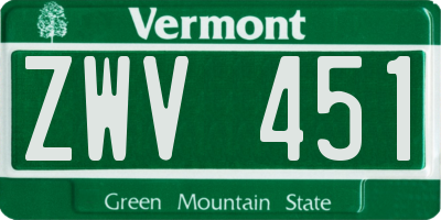 VT license plate ZWV451