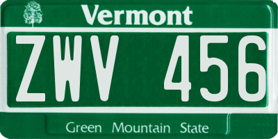 VT license plate ZWV456