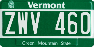 VT license plate ZWV460