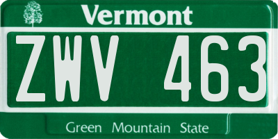 VT license plate ZWV463