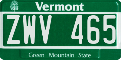 VT license plate ZWV465
