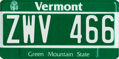 VT license plate ZWV466