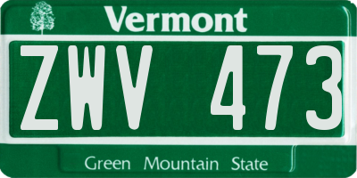 VT license plate ZWV473