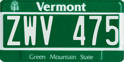 VT license plate ZWV475