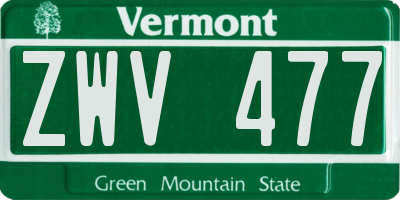VT license plate ZWV477