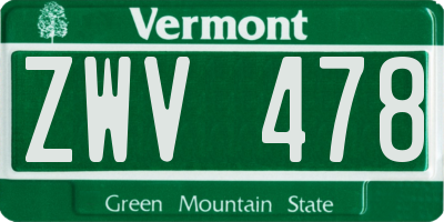 VT license plate ZWV478