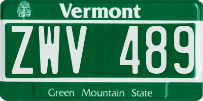 VT license plate ZWV489
