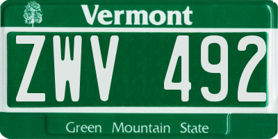 VT license plate ZWV492