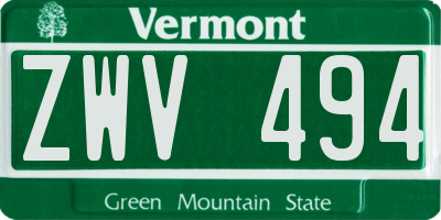 VT license plate ZWV494