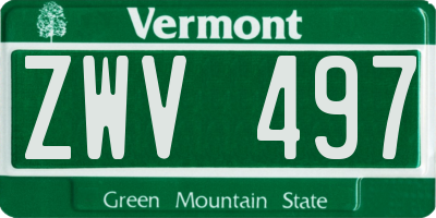 VT license plate ZWV497