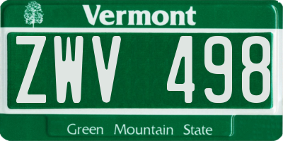 VT license plate ZWV498