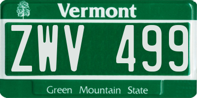 VT license plate ZWV499