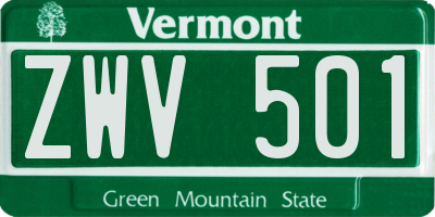 VT license plate ZWV501