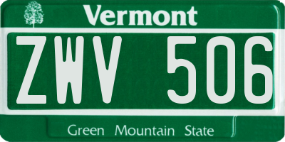 VT license plate ZWV506
