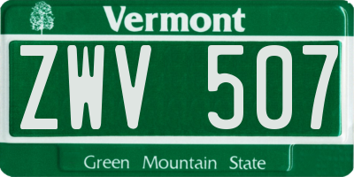 VT license plate ZWV507